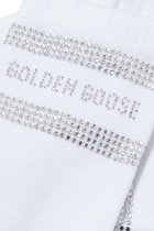 Logo Print Diamante Cotton Blend Socks